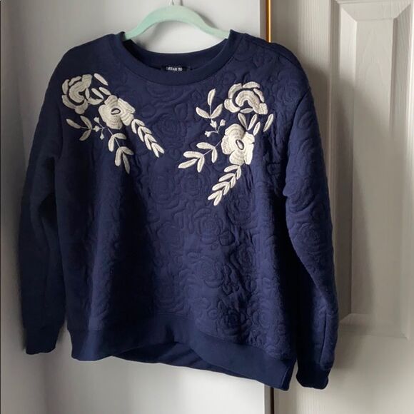 Urban Mood Navy Quilted Crew Sweatshirt - S - Picture 1 of 10